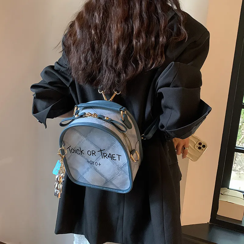 Yalu PU Backpack Women's Black/Blue-7