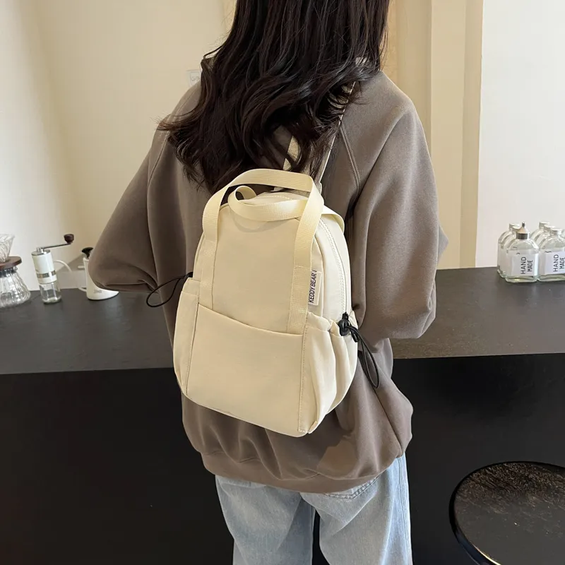 Yalu Fabric Backpack Women's Black/Ecru/Green/Orange-11
