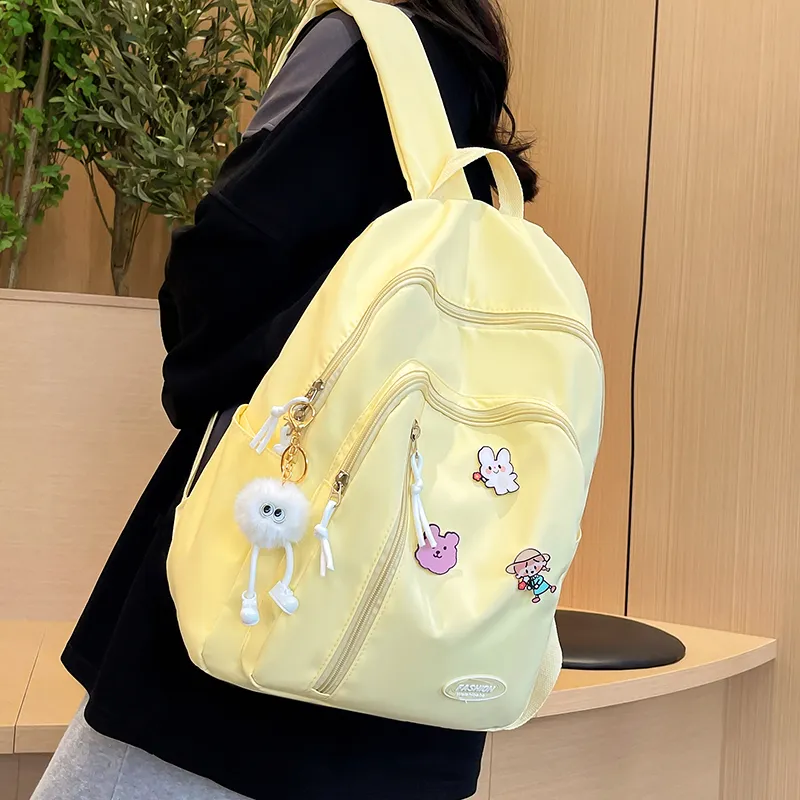 Yalu Nylon Backpack Unisex White/Black/Yellow/Green-15