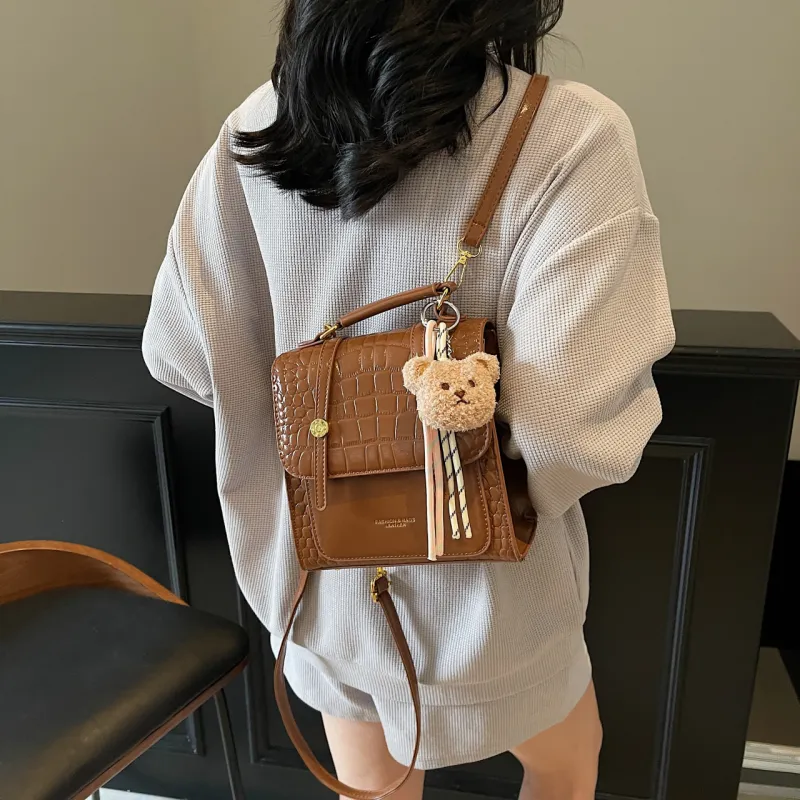 Yalu PU Backpack Women's Black/Ecru/Brown/Silver/Burgundy-20