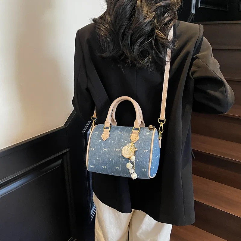 Yalu Canvas Shoulder Bag, Crossbody Bag, Handbag Women's Blue-5