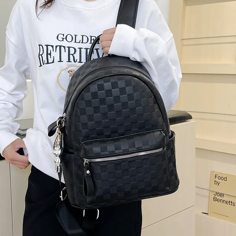 Yalu PU Backpack Regular Women's Black/White-4