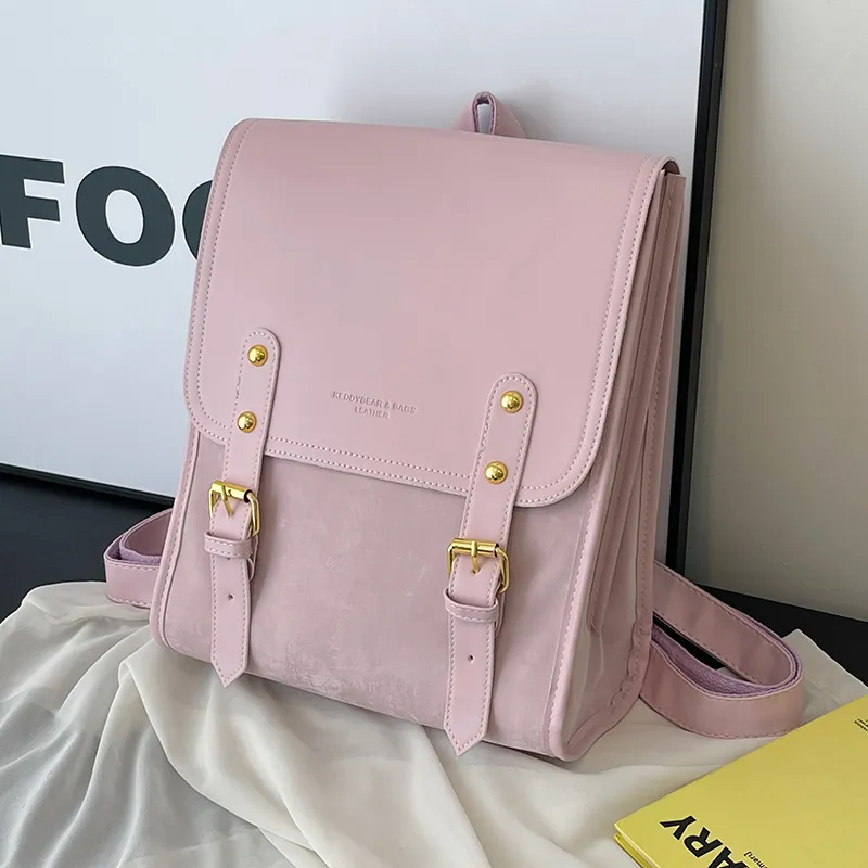 Yalu PU Backpack Women's Pink/Ecru/Silver/Black-1