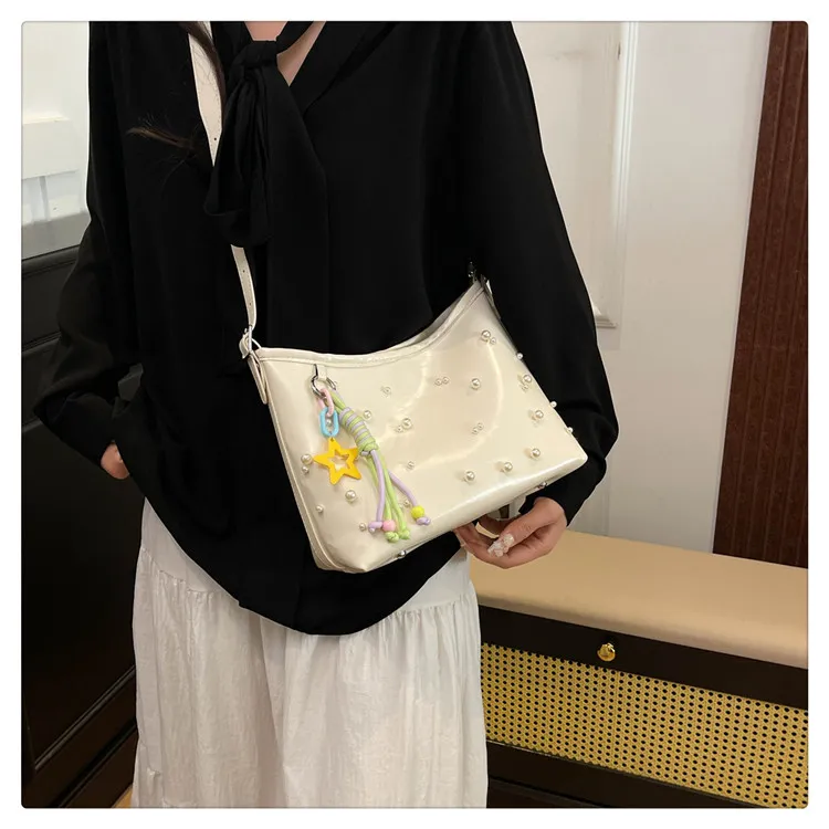 Yalu PU Underarm Shoulder Bag Women's White/Pink/Black/Light Purple-3