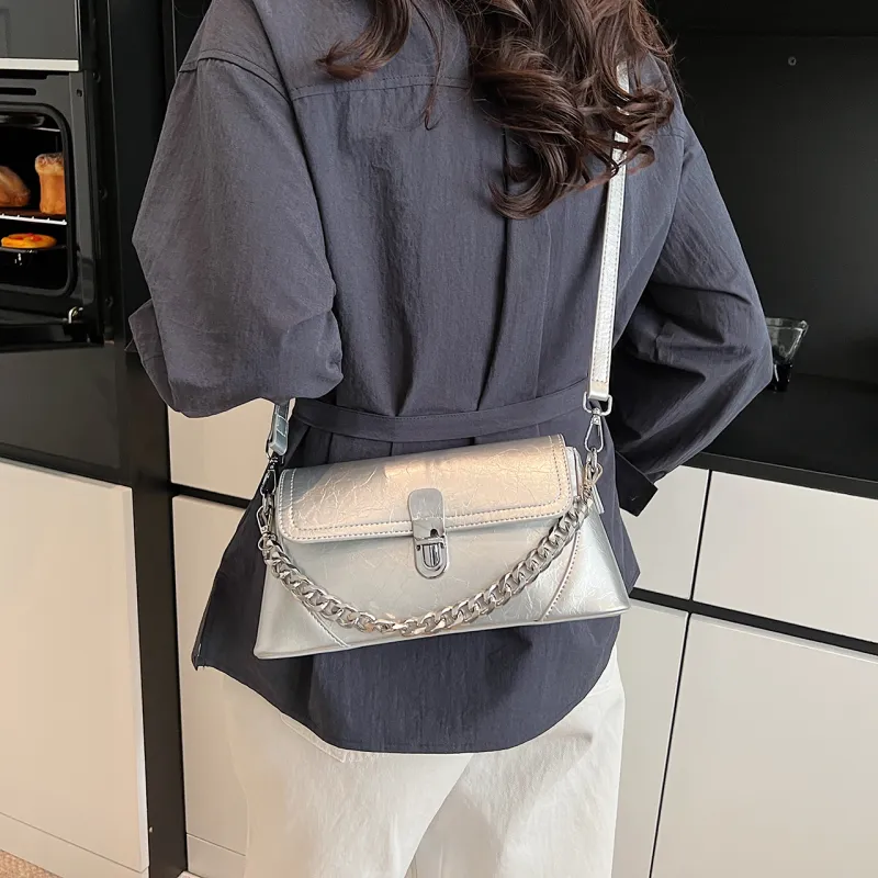 Yalu PU Handbag Women's Silver/Ecru/Khaki/Green/Black-6