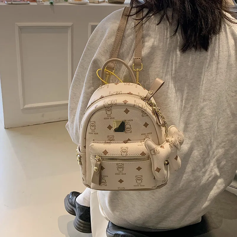 Yalu PU Backpack Regular Women's White/Pink/Brown/Coffee-4