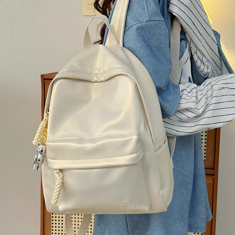 Yalu PU Backpack Unisex Pink/White/Black-11