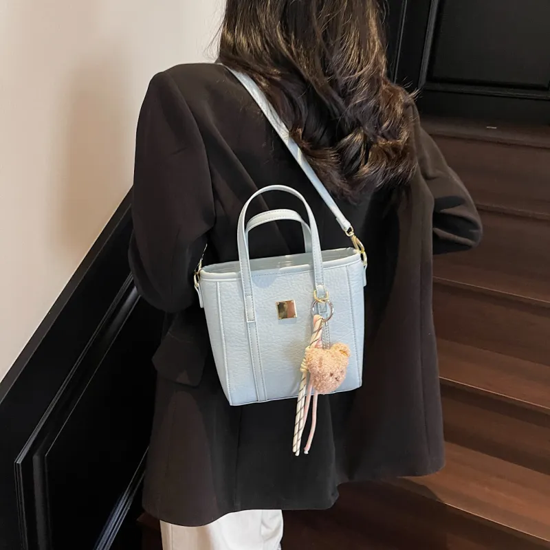 Yalu PU Tote One Shoulder Handbag Women's Black/Ecru/Blue/Pink-19