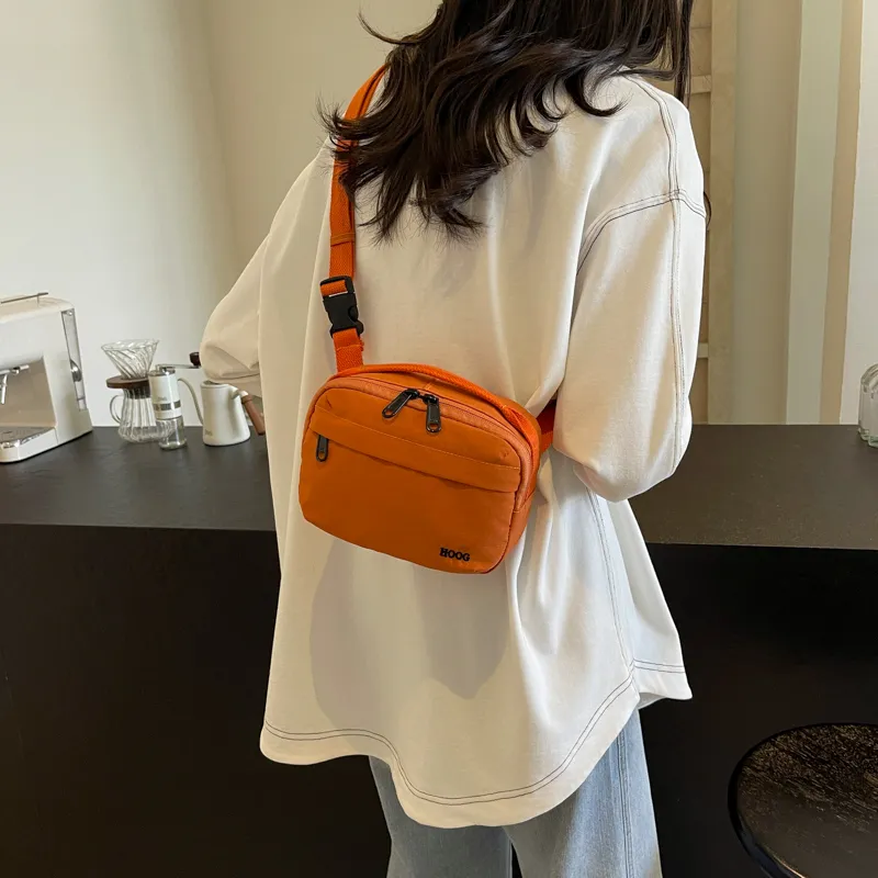 Yalu Canvas Bag, Crossbody Bag Unisex Black/Ecru/Green/Orange-24
