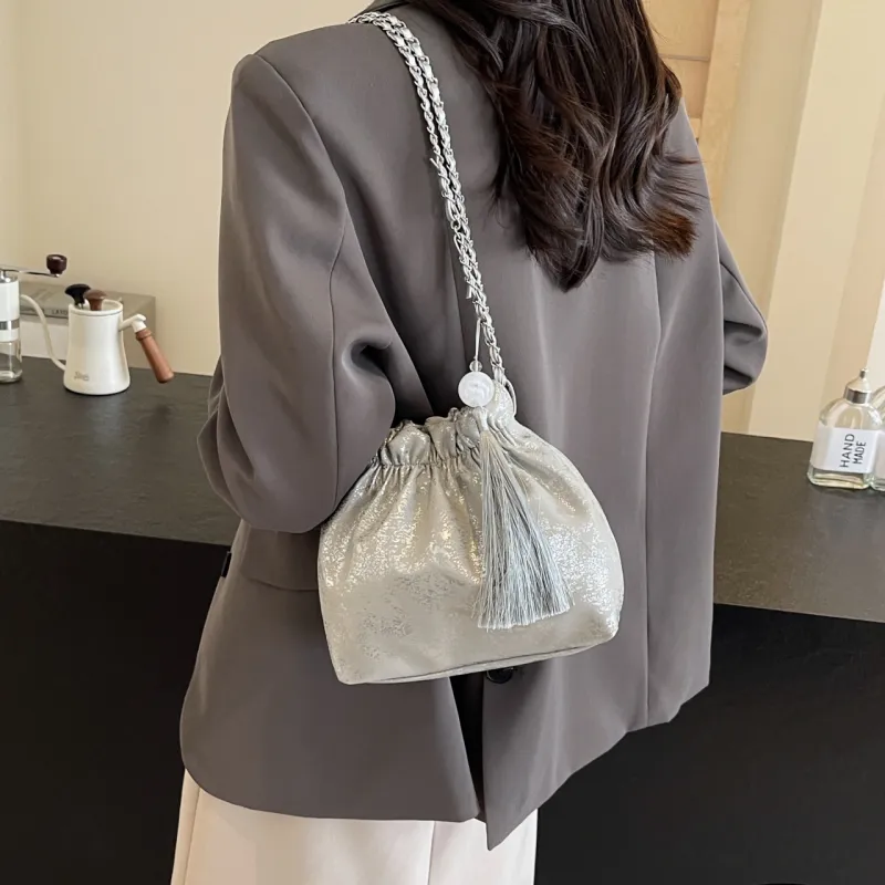 Yalu PU Crossbody Bag, Shoulder Bag Women's Black/Ecru/Silver/Pink-18