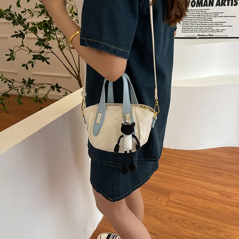 Yalu PU Handbag, Shoulder Bag, Crossbody Bag Women's Ecru/Light Yellow/Silver-5