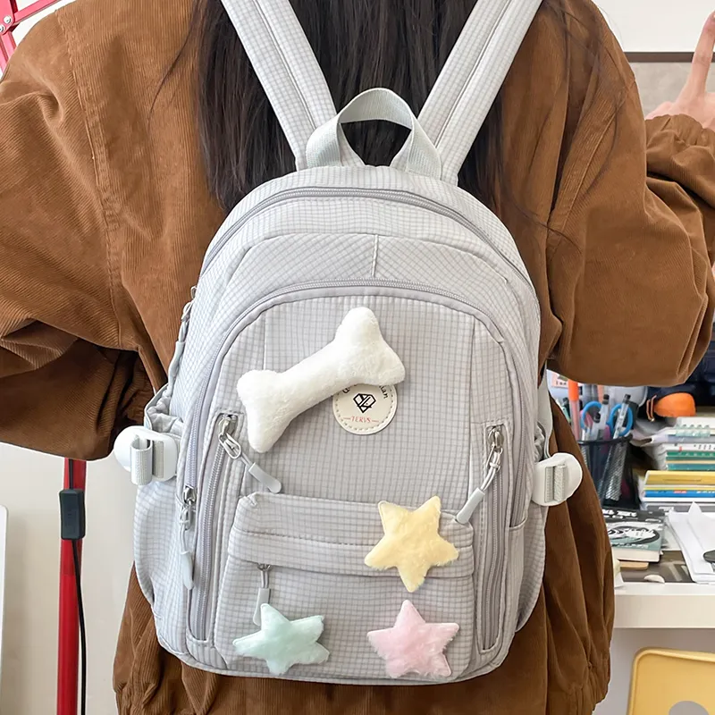 Yalu Nylon Backpack Women's White/Gray/Purple/Green/Yellow-7