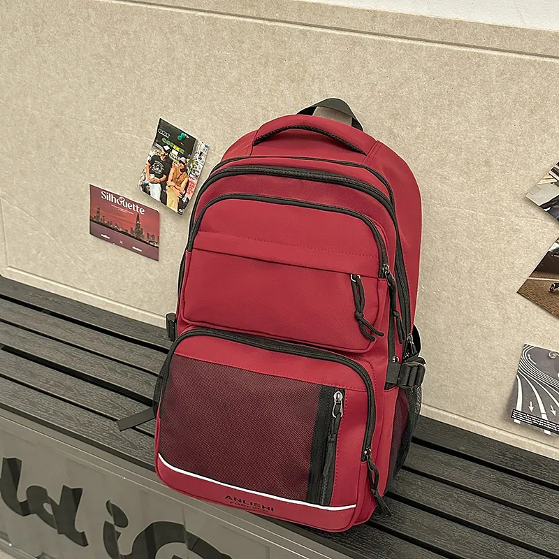 Yalu Nylon Backpack Unisex White/Gray/Black/Red-22