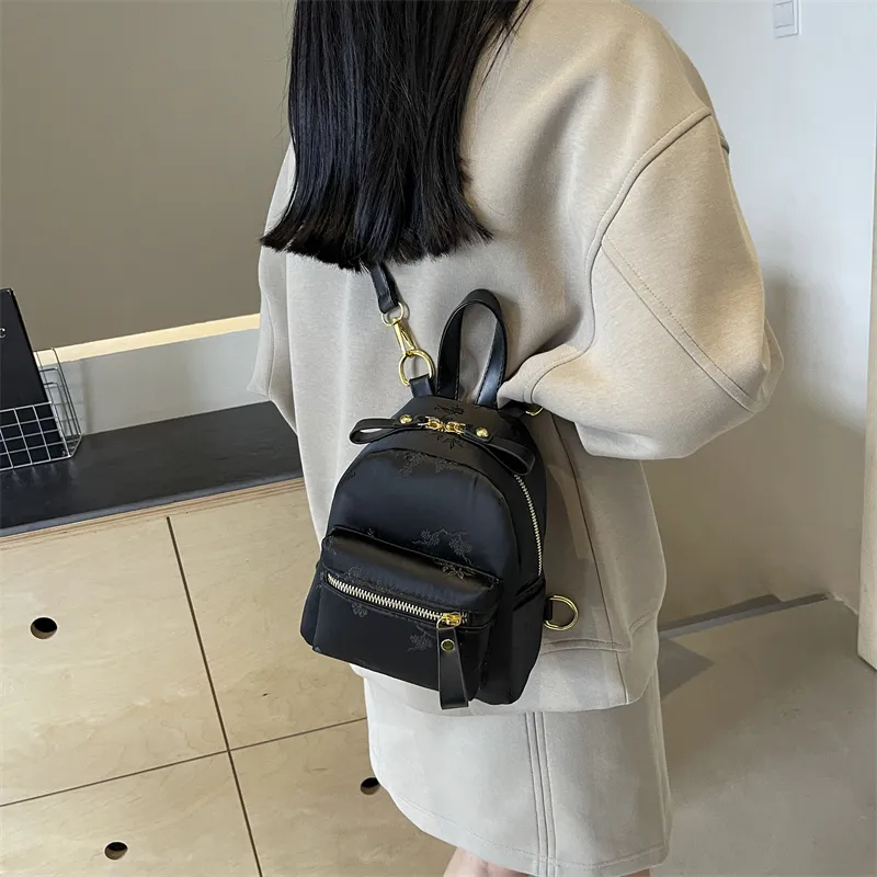 Yalu Canvas One Shoulder Crossbody Backpack Women's Black/Ecru-3