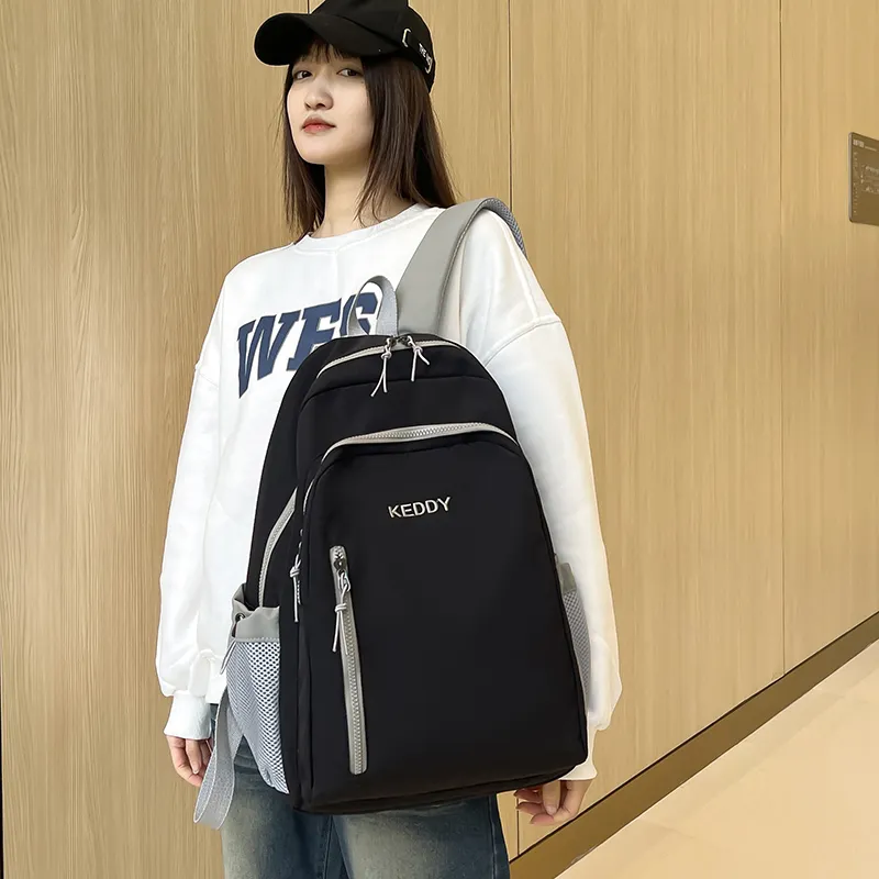 Yalu Nylon Fabric Backpack Regular Unisex White/Black/Coffee/Brown-13