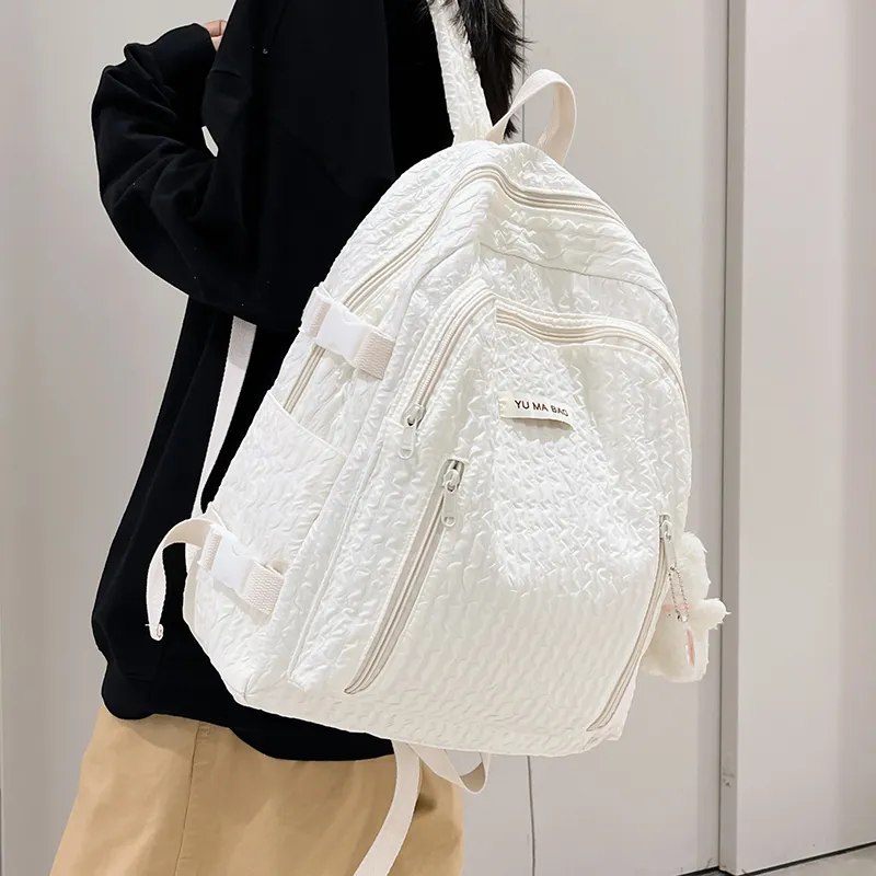 Yalu Nylon Backpack Women's White/Black/Pink/Yellow/Green/Blue-3