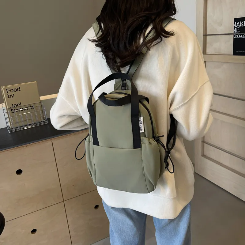Yalu Fabric Backpack Women's Black/Ecru/Green/Orange-15