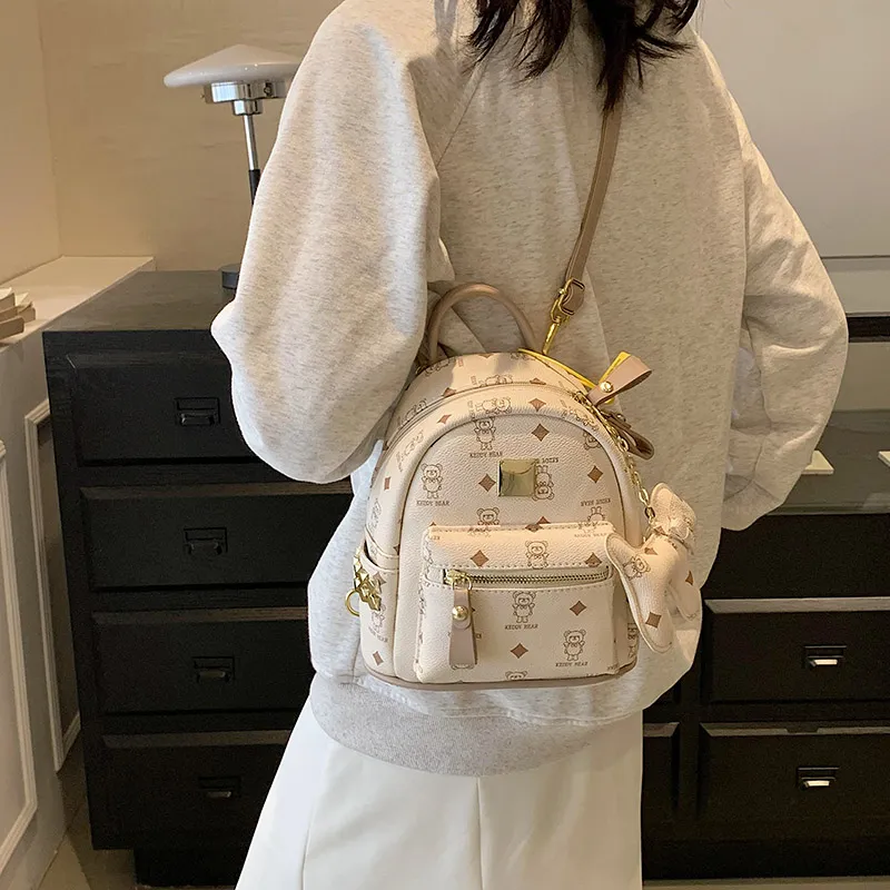 Yalu PU Backpack Regular Women's White/Pink/Brown/Coffee-5