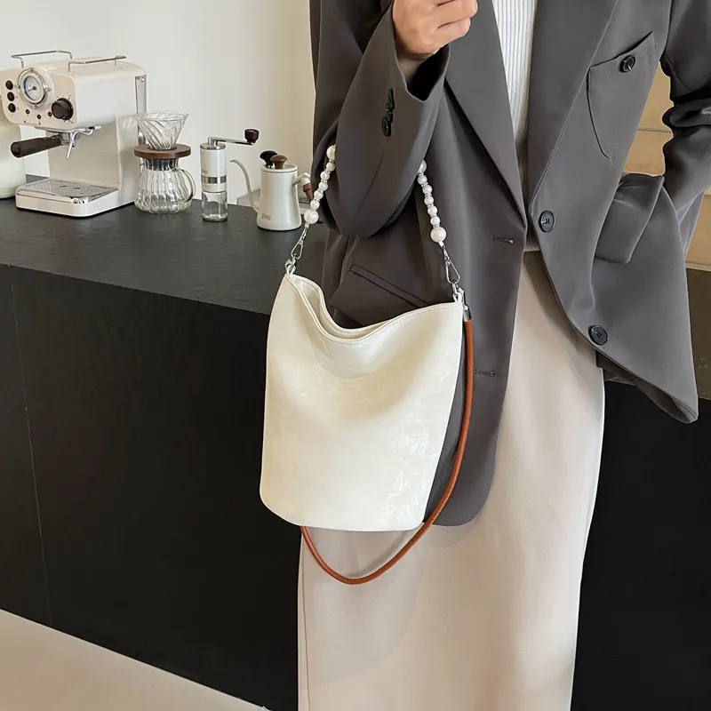 Yalu PU Bucket Bag, Crossbody, One Shoulder Handbag Regular Women's Black/Pink/Ecru/Silver-16