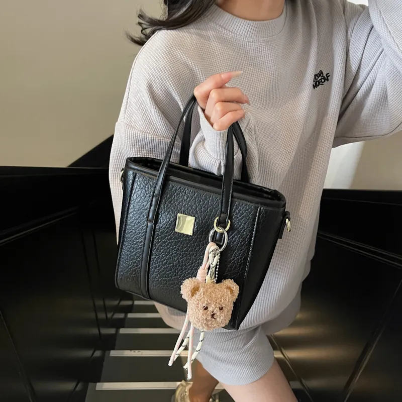 Yalu PU Tote One Shoulder Handbag Women's Black/Ecru/Blue/Pink-2