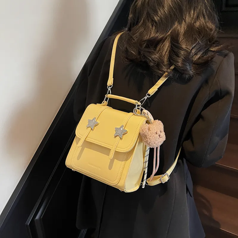 Yalu PU Backpack Unisex Black/Ecru/White Khaki/Silver/Yellow-24