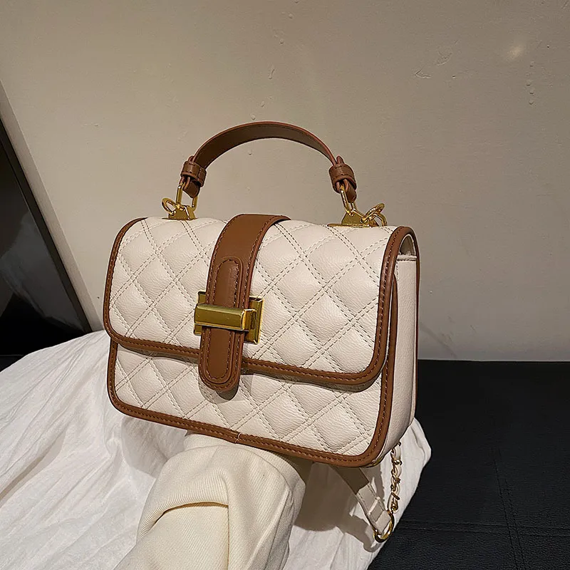 Yalu PU Small Square Bag, Shoulder Bag, Crossbody Bag, Handbag Women's White/Black-2