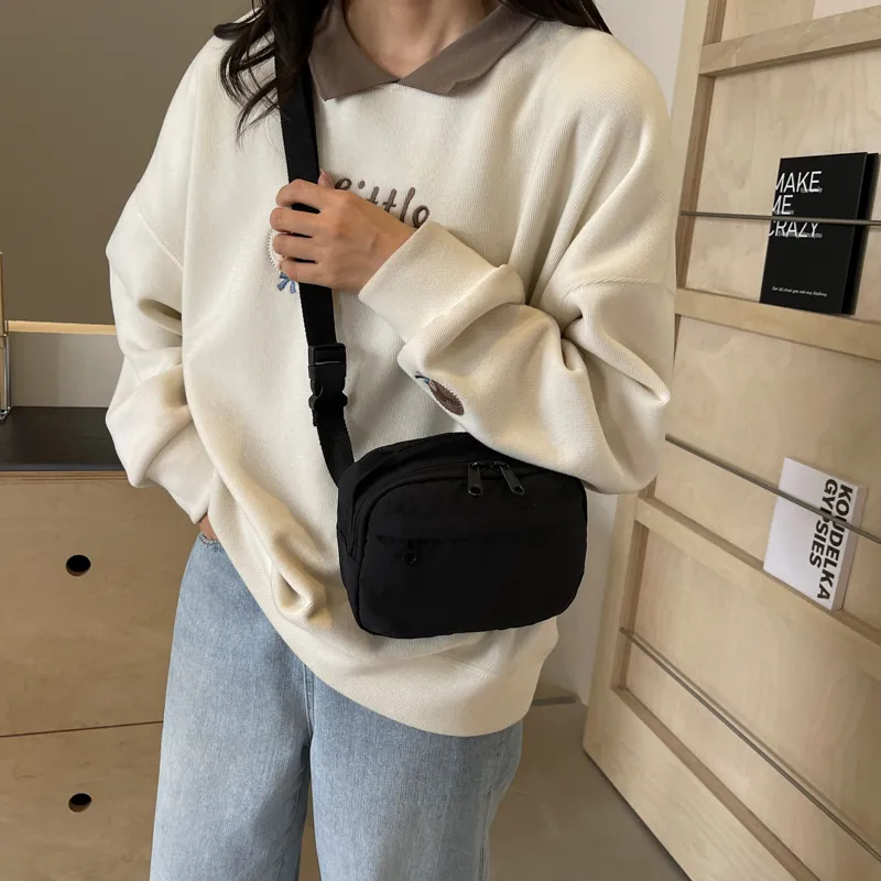 Yalu Canvas Bag, Crossbody Bag Unisex Black/Ecru/Green/Orange-5