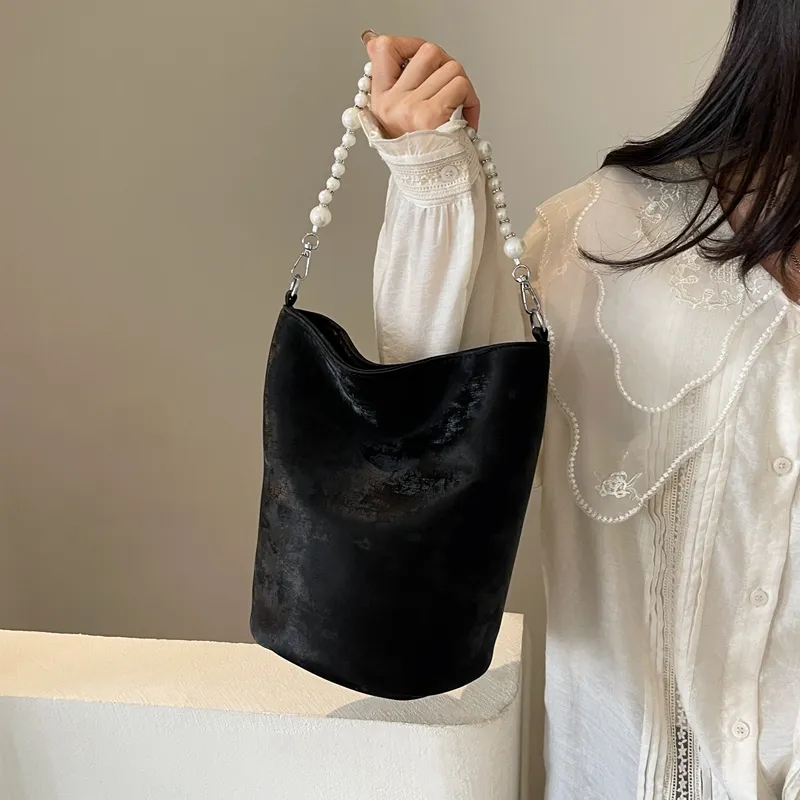 Yalu PU Bucket Bag, Crossbody, One Shoulder Handbag Regular Women's Black/Pink/Ecru/Silver-2