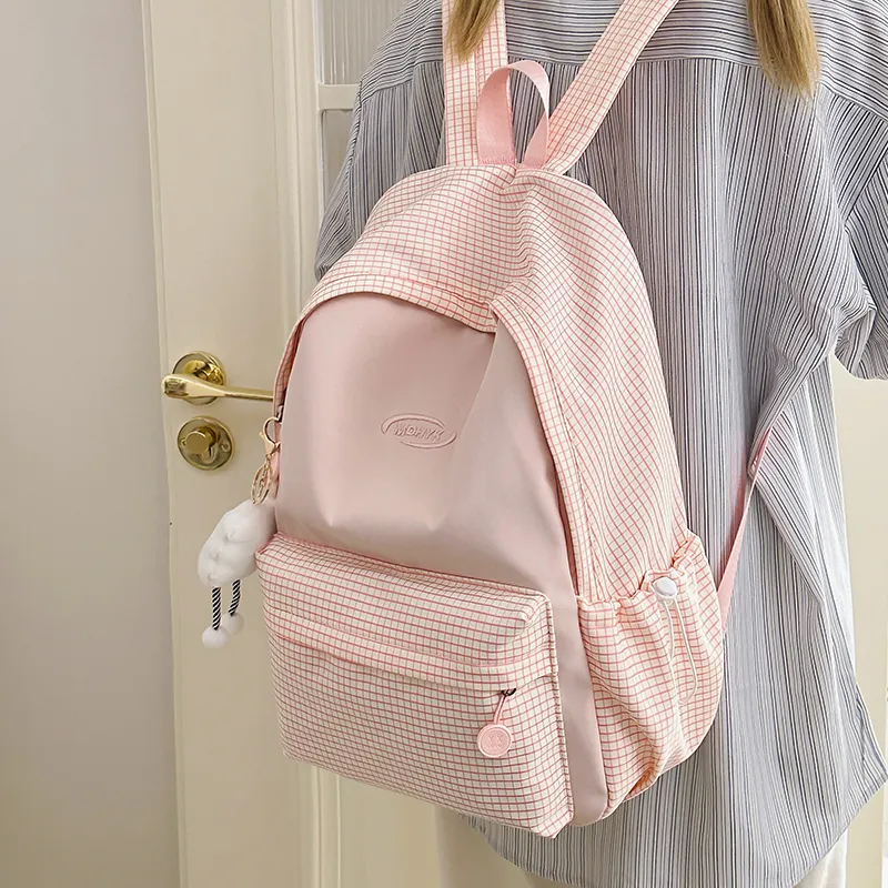 Yalu Nylon Backpack Women's Pink/Blue/Black/Yellow/Green-1