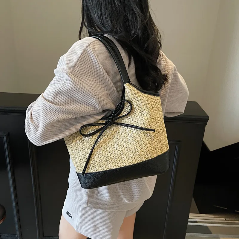 Yalu Straw Woven Shoulder Bag Women's Multicolor-5