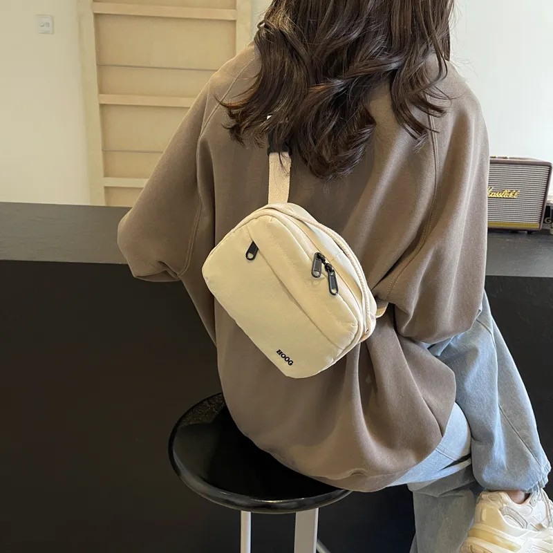 Yalu Canvas Bag, Crossbody Bag Unisex Black/Ecru/Green/Orange-13