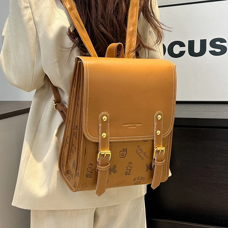Yalu PU Backpack Women's White/Black/Pink/Brown-25