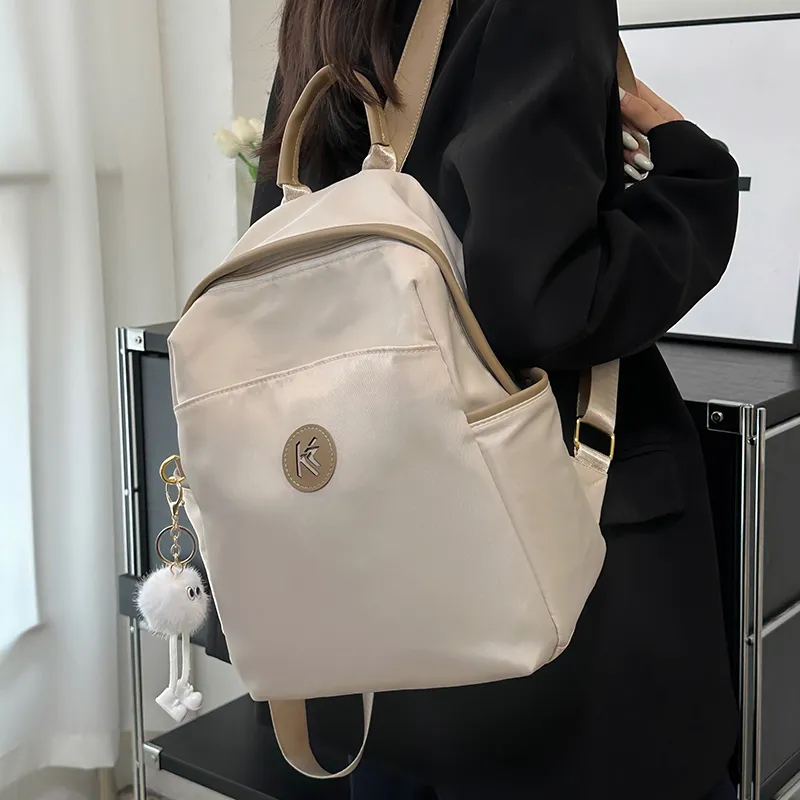 Yalu Nylon Backpack Unisex Ecru/Black Gray/Khaki-3