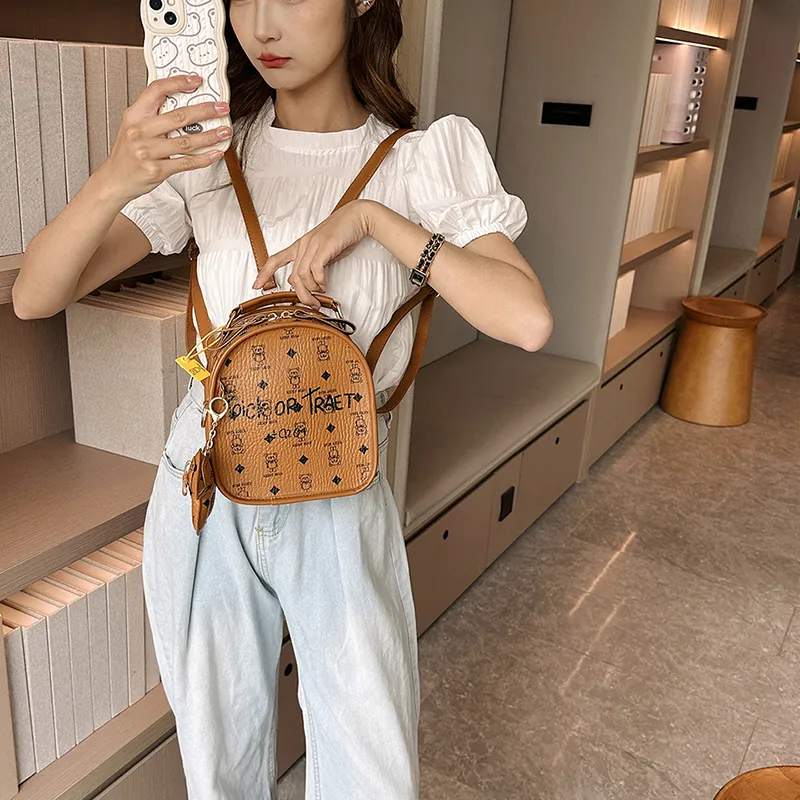 Yalu PU Backpack Regular Women's White/Brown/Coffee/Pink-9