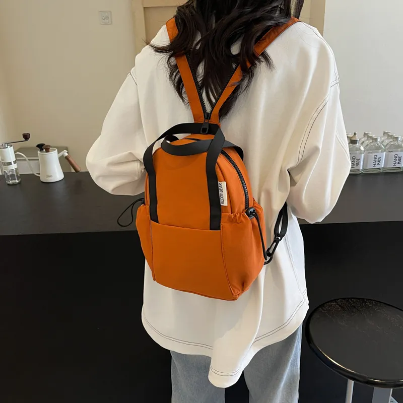 Yalu Fabric Backpack Women's Black/Ecru/Green/Orange-20