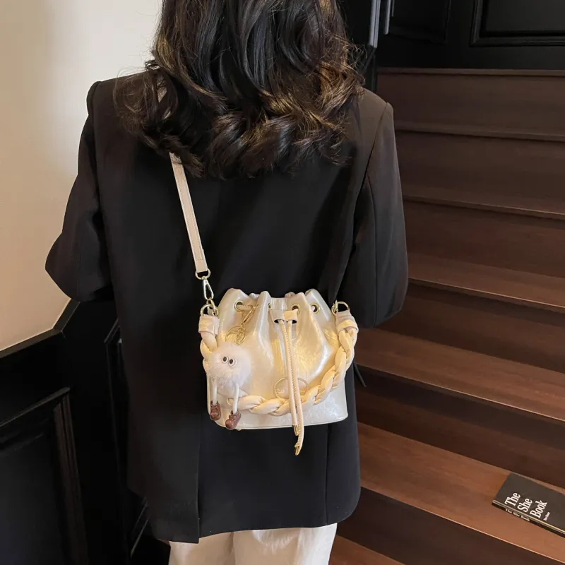 Yalu PU Shoulder Bag, Crossbody Bag, Handbag Regular Women's Black/Pink/Ecru/Silver-19
