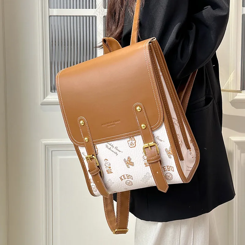 Yalu PU Backpack Women's White/Black/Pink/Brown-6