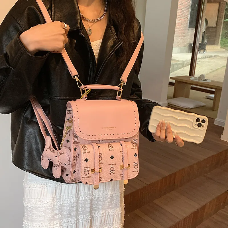 Yalu PU Backpack Regular Women's White/Brown/Pink/Coffee-8