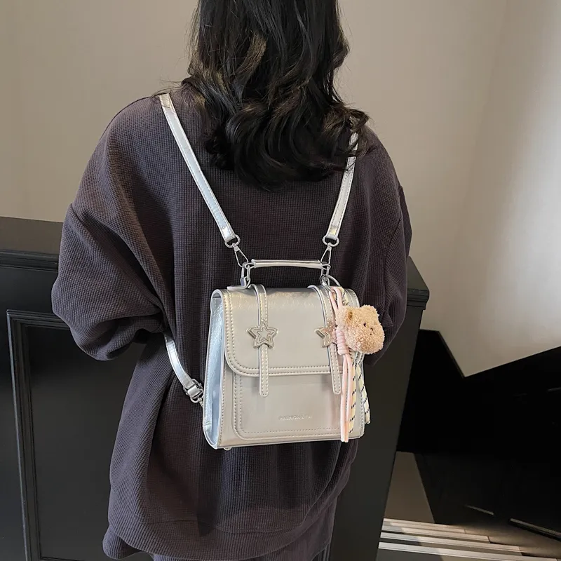 Yalu PU Backpack Unisex Black/Ecru/White Khaki/Silver/Yellow-17