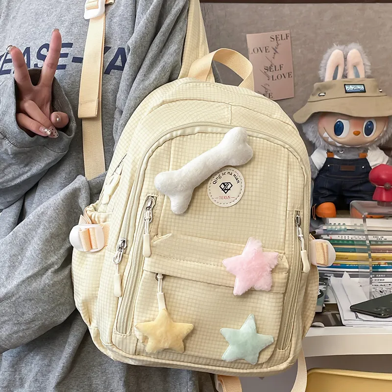 Yalu Nylon Backpack Women's White/Gray/Purple/Green/Yellow-26
