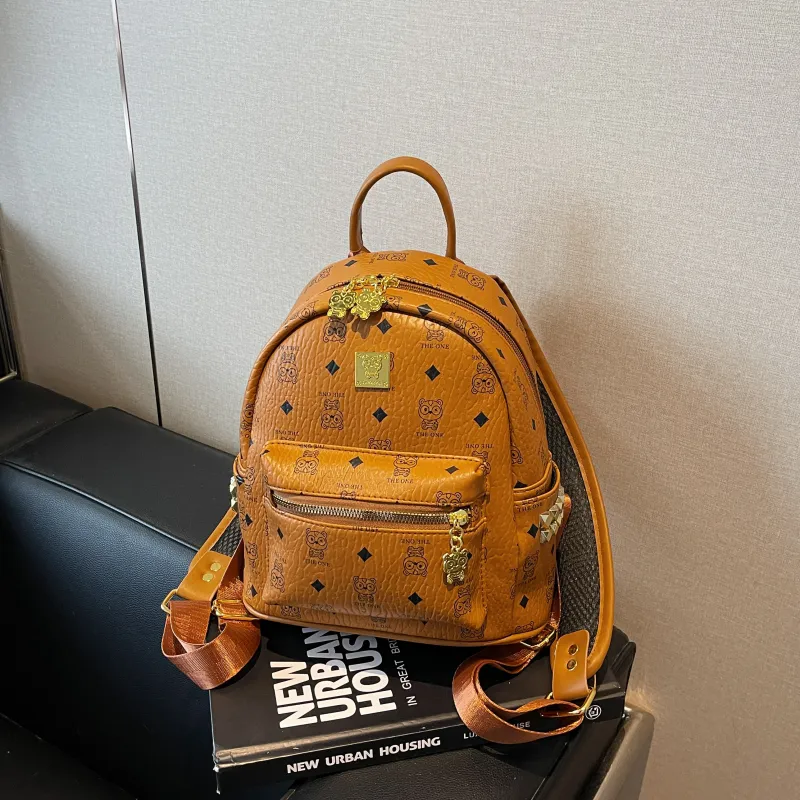 Yalu PU Backpack Women's Brown/Ecru/Pink-1