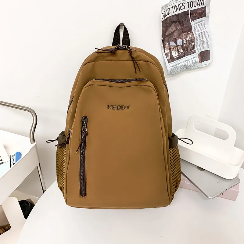 Yalu Nylon Fabric Backpack Regular Unisex White/Black/Coffee/Brown-22