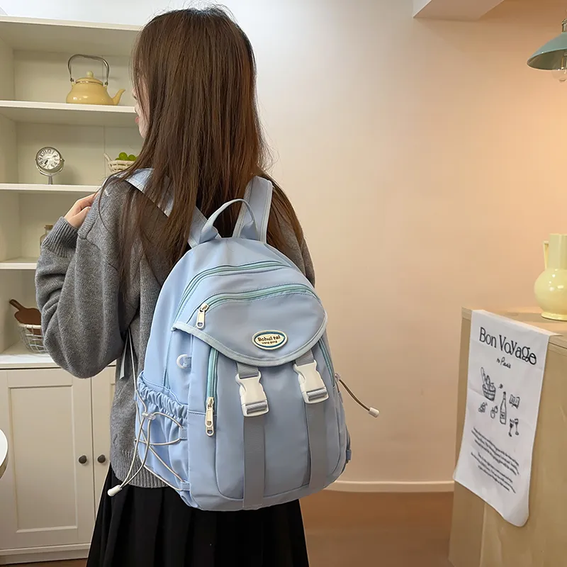 Yalu Nylon Backpack Regular Unisex Black/White/Blue/Red-9