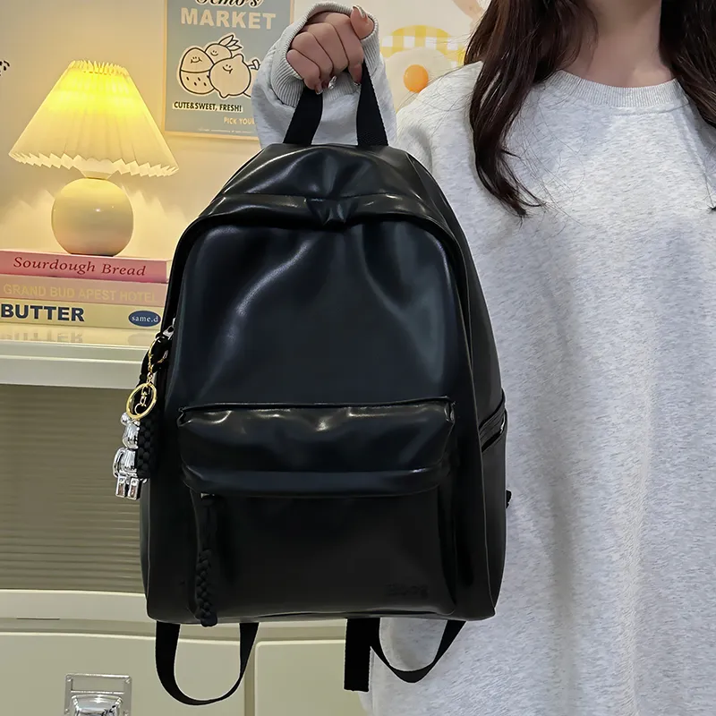 Yalu PU Backpack Unisex Pink/White/Black-20