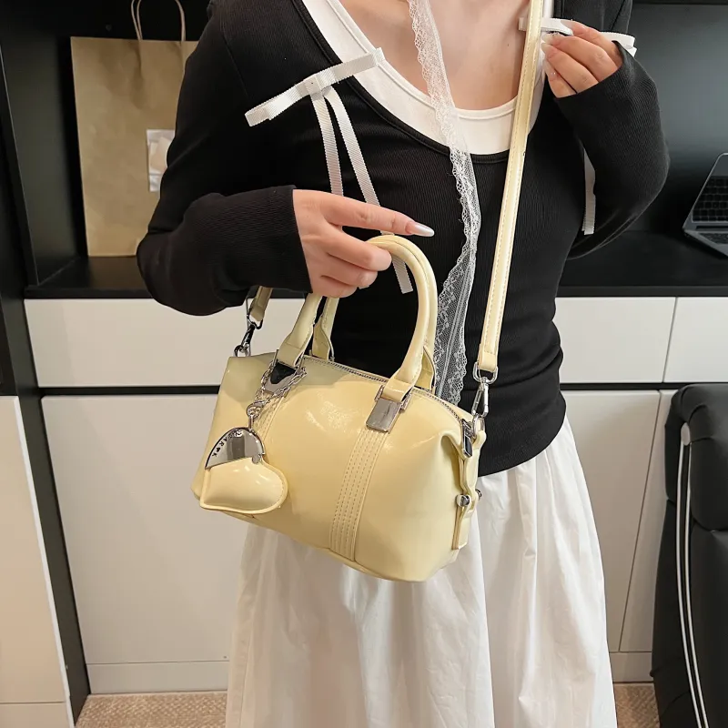 Yalu PU Handbag Women's Black/Light Yellow/Light Pink/White-11