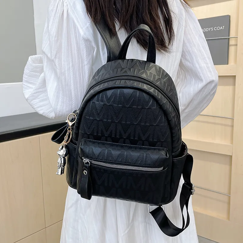 Yalu PU Backpack Women's Black/White-6