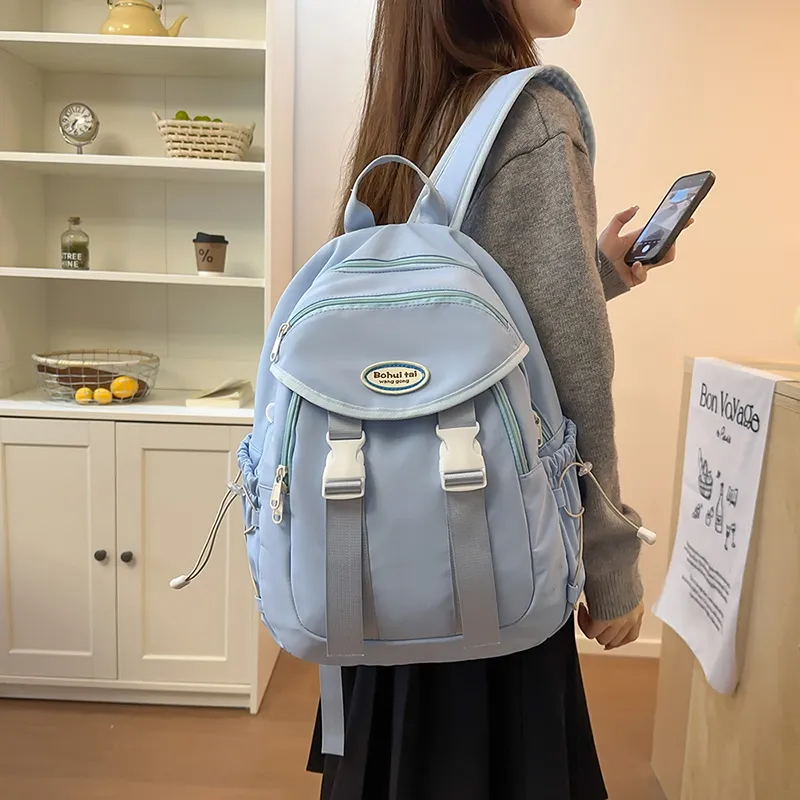 Yalu Nylon Backpack Regular Unisex Black/White/Blue/Red-11