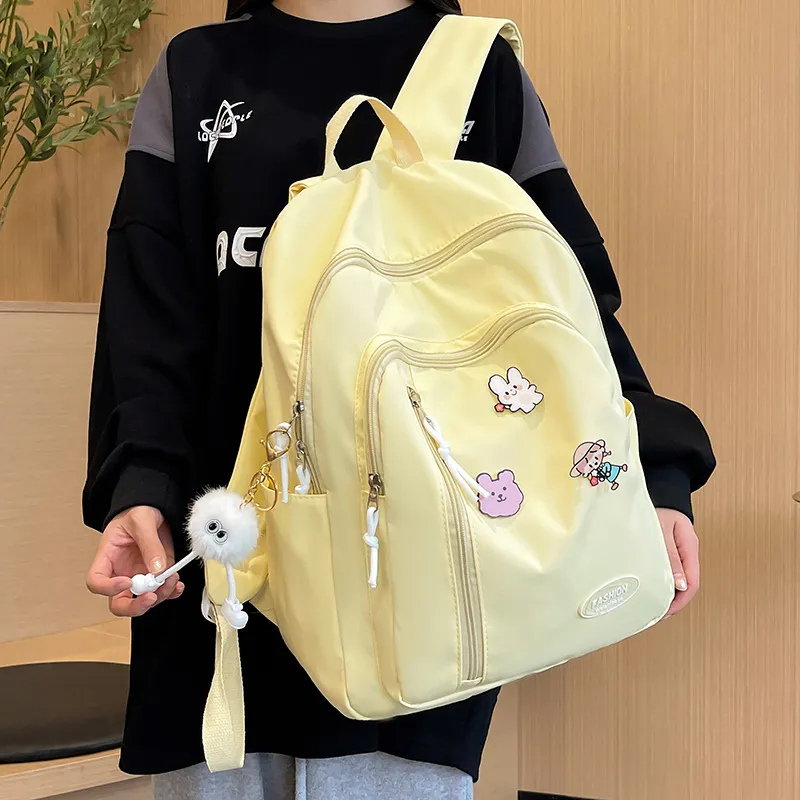 Yalu Nylon Backpack Unisex White/Black/Yellow/Green-18