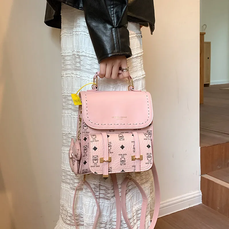 Yalu PU Backpack Regular Women's White/Brown/Pink/Coffee-11
