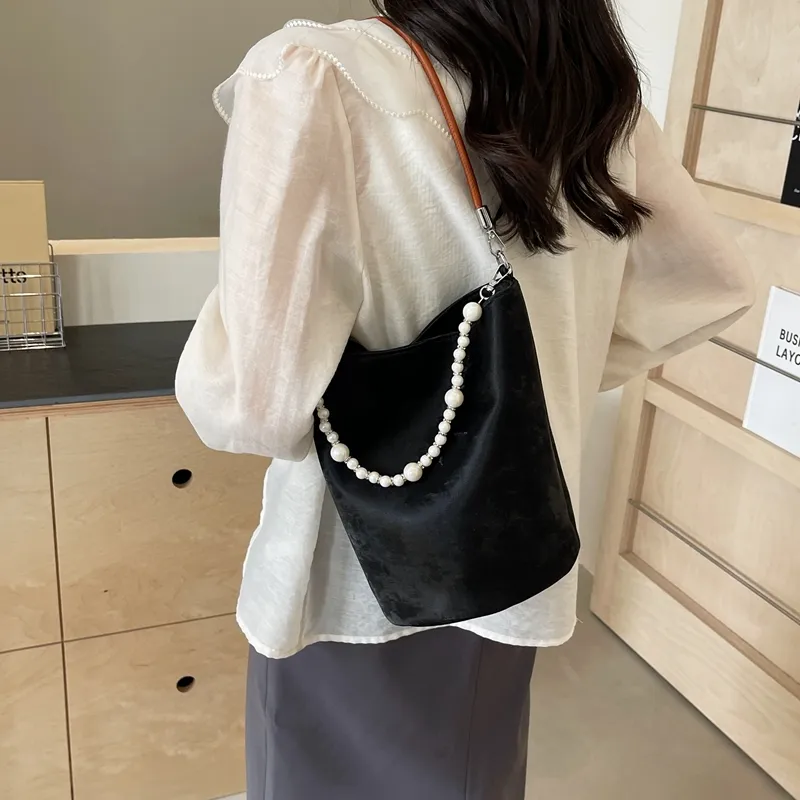 Yalu PU Bucket Bag, Crossbody, One Shoulder Handbag Regular Women's Black/Pink/Ecru/Silver-3